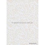 Chiffon Intricate White with Silver and Glitter Floral Print A4 paper | PaperSource