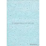 Precious Metal | Flourish Silver raised foil swirl pattern on Baby Blue Chiffon, a sheer shimmery A4 fabric sheet | PaperSource