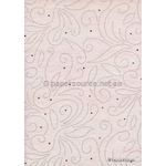 Precious Metal | Flourish Silver raised foil swirl pattern on Baby Pink Chiffon, a sheer shimmery A4 fabric sheet | PaperSource