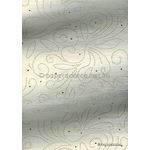 Precious Metal | Flourish Gold raised foil swirl pattern on Ivory Chiffon, a sheer shimmery A4 fabric sheet - curled | PaperSource