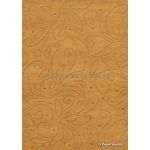 Precious Metal | Flourish Gold raised foil swirl pattern on Ochre Yellow Chiffon, a sheer shimmery A4 fabric sheet | PaperSource