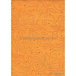 Precious Metal | Flourish Gold raised foil swirl pattern on Orange Chiffon, a sheer shimmery A4 fabric sheet | PaperSource