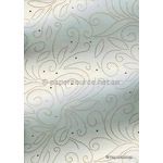 Precious Metal | Flourish Gold raised foil swirl pattern on White Chiffon, a sheer shimmery A4 fabric sheet - curled | PaperSource