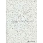 Precious Metal | Flourish Silver raised foil swirl pattern on White Chiffon, a sheer shimmery A4 fabric sheet | PaperSource
