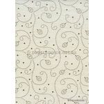 Precious Metal | Tiny Heart Gold raised foil tiny hearts and swirls pattern on Ivory Chiffon, a sheer shimmery A4 fabric sheet | PaperSource