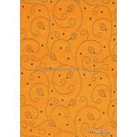 Precious Metal | Tiny Heart Gold raised foil tiny hearts and swirls pattern on Orange Chiffon, a sheer shimmery A4 fabric sheet | PaperSource
