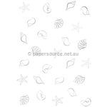 Vellum Patterned | Seashells, a silver pattern on Transparent A4 112gsm paper. Also known as Trace, Translucent or Tracing paper, Parchment or Pergamano. | PaperSource