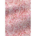 Chiyogami | Floral 03 Pink and White Blossom on Pink background with Gold highlights. A Small Sheet, Washi Yuzen Handmade Paper | PaperSource