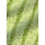 Chiyogami | Bugs 01 Japanese handmade, screen printed paper with a pattern of wwhite and gold small dragonflies on bands of light and pastel leaf green background - curled | PaperSource