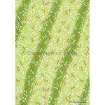 Chiyogami | Bugs 01 Japanese handmade, screen printed paper with a pattern of wwhite and gold small dragonflies on bands of light and pastel leaf green background | PaperSource