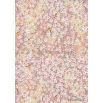 Chiyogami | Floral 02 White Blossoms on shades of Pink background with Gold highlights. A Small Sheet, Washi Yuzen Handmade Paper | PaperSource