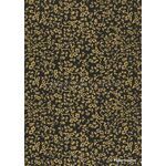 Chiyogami | Floral 47 Japanese handmade, screen printed paper with gold blossoms on black background | PaperSource