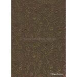 Foiled Needlelace Chocolate Brown Matte with Gunmetal Foil, A4 handmade recycled paper | PaperSource