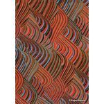 Chiyogami | Panorama 04 Japanese handmade, screen printed paper with Striped Hills in Red, Black and Blue outlined in gold | PaperSource