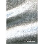 Embossed Foil Paisley | Silver handmade 150gsm recycled A4 paper-curled | PaperSource