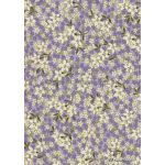 Chiyogami | Floral 25 Japanese handmade, screen printed paper with white and purple blossoms on lilac background with gold highlights | PaperSource
