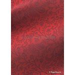 Flat Foil Needlelace Red Matte Cotton with Black foil, handmade recycled paper | PaperSource