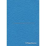Embossed Stitched Aqua Blue Matte A4 handmade recycled paper | PaperSource