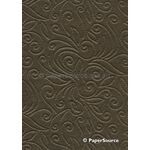 Embossed Stitched Bronze Chocolate Brown Pearlescent A4 handmade recycled paper | PaperSource