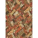 Chiyogami | Traditional 01 Japanese handmade, screen printed paper with a collage of overlapping ribbons in red, gold and black tones outlined in gold | PaperSource