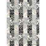 Chiyogami | Abstract 17 Japanese handmade, screen printed paper with black, white and grey leafy floral stripes. Small Sheet | PaperSource