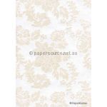 Suede Peony | Off White Flocked design on White Matte Handmade, Recycled Cotton A4 Paper | PaperSource