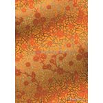 Suede Bling | Floral Cobweb Orange Flocked pattern with Gold Glitter on Orange Handmade, Recycled Cotton A4 Paper | PaperSource