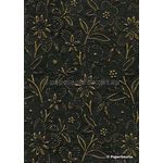 Embossed Bloom Black and Antique Gold Matte A4 handmade paper