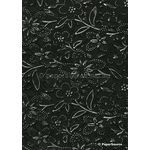 Embossed Bloom Black and Antique Silver Matte A4 handmade paper