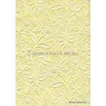 Embossed Bloom Lemon Yellow No.109 Pearlescent A4 handmade paper