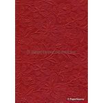 Embossed Deep Red Matte Cotton A4 handmade recycled paper