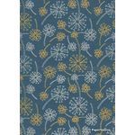 Patterned Dandelion | Gold and Silver print on a Teal Blue handmade with glitter highlights, recycled paper | PaperSource