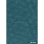 Embossed | Floret Teal Blue Matte Cotton, handmade recycled A4 paper | PaperSource