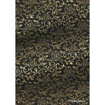 Flat Foil Espalier Black Cotton with Gold foiled design, handmade recycled paper | PaperSource