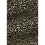 Flat Foil Espalier Black Cotton with Gold foiled design, handmade recycled paper | PaperSource