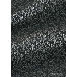 Flat Foil Espalier Black Cotton with Silver foiled design, handmade recycled paper | PaperSource