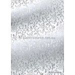 Flat Foil Espalier White Cotton with Silver foiled design, handmade recycled paper | PaperSource