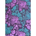 Suede Exotica | Magenta Purple Foiled Flowers and Teal Flocked Floral pattern on Wine Purple Handmade, Recycled A4 Cotton Paper | PaperSource