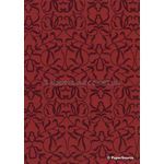 Suede Filigree Red Flocking on Bright Red Cotton, A4 handmade, recycled paper | PaperSource