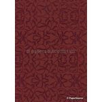 Suede Filigree Deep Red Flocking on Red Cotton, A4 handmade, recycled paper | PaperSource
