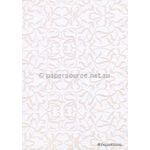 Suede Filigree Taupe Flocking on White Cotton, A4 handmade, recycled paper | PaperSource