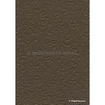 Embossed Gardenia Chocolate Brown Matte A4 handmade recycled paper | PaperSource