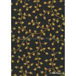 Flat Foil Ivy Black Cotton with Gold Holohram foil, handmade recycled paper | PaperSource