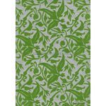 Suede Leafy Vine | Leaf Green Flocking on Silver Metallic Cotton, Handmade, Recycled A4 Paper | PaperSource