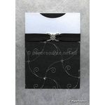 Chiffon Embroidered | Couture Black Chiffon with Silver Swirl pattern and Silver Sequins, A4 - inspiration C6 Designer Sleeve Pocket | PaperSource