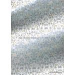 Chiffon Glitter Print | Curly Heart White Chiffon with Silver Pattern and Gold Glitter pattern, A4 curled | PaperSource