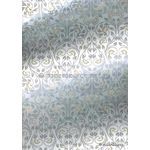 Chiffon Print | Curly Heart White Chiffon with Silver Floral Heart Pattern with Gold Glitter highlights, A4 - curled | PaperSource