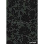 Chiffon Magnolia | Black Chiffon with Black Flocked Print, A4 120gsm | PaperSource