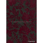 Chiffon | Magnolia Black and Maroon Flocked Print, 120gsm | PaperSource