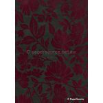 Chiffon Magnolia | Black Chiffon with Maroon Flocked Print, 120gsm | PaperSource